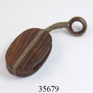 Ròng Rọc Bằng Gỗ Giải Quyết Khối Bánh Xe Đơn Với Dây Buộc Và Lỗ Xâu Bằng Gỗ - Product Image 2