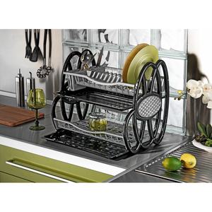 Égouttoir à vaisselle multifonction à double niveau en PP avec porte-ustensiles et plateau de drainage pour comptoir, séchage de vaisselle, verres et couverts de cuisine - Product Image 3