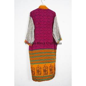 Vintage Floral Elegant <b>Silk</b> <b>Kimono</b> Robe Boho Loungewear Festival Coverup Handmade Patchwork Sari Recycled <b>Silk</b> Long Sleeve Full - Product Image 5