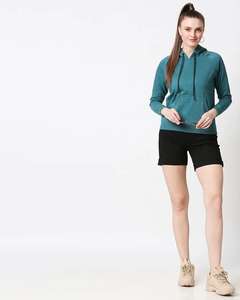 Sudadera con Capucha de Felpa Verde Azulado para Mujer, Suave y Cálida, Manga Larga, Bolsillo Tipo Canguro en la Parte Delantera, Opción Personalizada, Cómoda, Ecológica, Informal para Invierno - Product Image 4