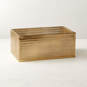 Gran oferta, cesta de almacenamiento de mimbre dorado de Metal, decoración del hogar, Cubo de almacenamiento Kitcehn de alta calidad de Metal dorado - Product Image 5