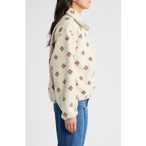 High Quality Spring Winter Heavyweight Half Zip up <b>Women</b> Pullover Fleece Cotton Over Size Floral Pattern <b>Sherpa</b> <b>Women</b> <b>Hoodie</b> - Product Image 3