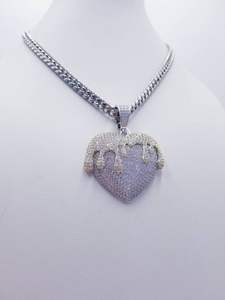 Cadena Cubana Hip Hop con Colgante de Cruz Unisex, Plata de Ley 925, Diamante Color D VVS, 10 mm de Ancho, Corte Esmeralda, Regalo - Product Image 6