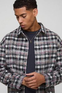 Hot Sell Custom Oversized Rhinestone Flannel <b>Plaid</b> Long Sleeve <b>Shirts</b> for Men Streetwear Plus Size Distressed Button Men <b>Shirts</b> - Product Image 2