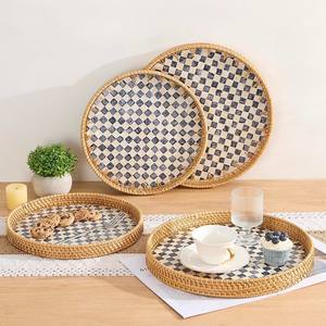 Decorative MOP mosaic serving tray perfume <b>jewelry</b> organizers rattan <b>mother</b> <b>of</b> <b>pearl</b> trays - Product Image 3