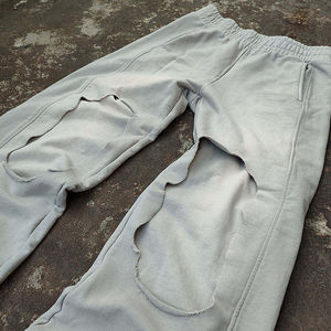 2025 personnalisé broderie hommes décontracté pantalons de survêtement épais coton Hip Hop poids lourd français éponge plaine blanc pantalons de survêtement - Product Image 2