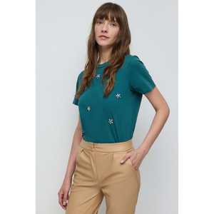 T-shirt décontracté pour femmes avec détails en pierre brillante, style streetwear Y2K, respirant, 100% coton, crop top, tailles XS XXS, haute qualité, ample - Product Image 3