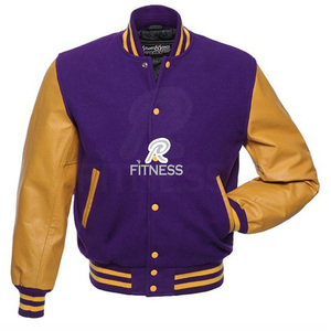 Veste universitaire en cuir de vache à col montant, broderie en chenille, style streetwear, manches longues, hiver, sur mesure pour homme - Product Image 4