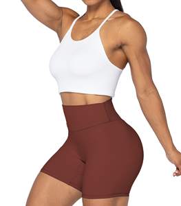 Short de course de gymnastique à séchage rapide pour femmes Short de sport respirant avec taille élastique et bouton de marque personnalisé motif décoré nœud - Product Image 3