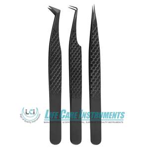 Black Color Custom Eyelash Tweezers Fiber Tip Stainless Steel Lash Extension Tweezers Made with High Grade Stainless Steel. - Product Image 3