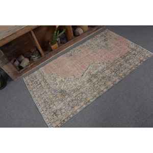 Tapis Vintage Turc Écologique Pile Moyenne Grand 3.1 X 5.4ft Abstrait Patchwork Laine Latex Support Modèle Numéro Beige Rose - Product Image 5