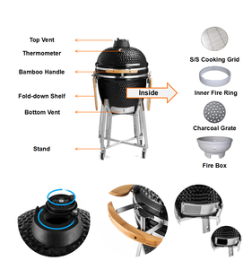 Griglia a Carbone Kamado in Ceramica Kimstone, Misura Più Popolare 21 Pollici, Affumicatore Kamado BBQ <span class=keywords><strong>per</strong></span> Cucina all'Aperto - Product Image 6
