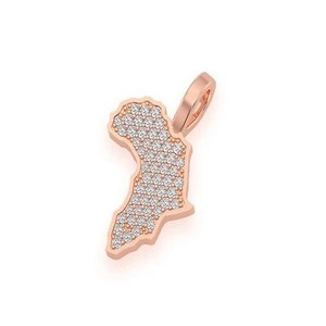 Colgante de mapa africano en oro rosa con diamante solitario redondo engastado de 15x13mm para hombres y mujeres, joyería Hiphop Bling - Product Image 4