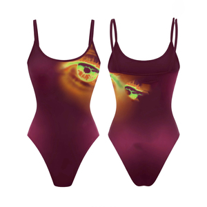 Traje de baño rosa de poliéster y spandex de alta calidad, 230 GSM, con gráfico de ojo que cambia de color con el calor, logotipo personalizado impreso, para mujer. - Product Image 2