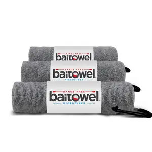 Toalla de cebo Paquete de 3 toallas de pesca con clip, tela de siesta de microfibra de felpa, 16x16, paquete de 3 toallas de cebo originales