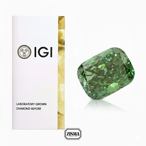 เพชร CVD HPHT ทรงกลมสีเขียวสดใสแฟนซีได้รับการรับรองจาก IGI 1กะรัต - Product Image 6