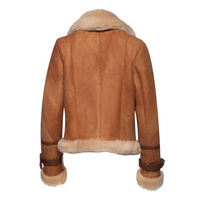 Chaqueta de Piel Genuina de Oveja Sherpa Shearling Para Hombre con Forro de Piel Sintética de Zorro Transpirable con Cremallera Tejida Estilo Aviador Tallas Grandes Cálida