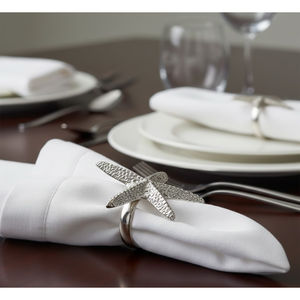 Anillos de Servilleta de Metal Plateado con Forma de Estrella de Mar, Decoración Náutica para Mesa de Playa, Bodas y Cenas en Casa, Venta al Por Mayor - Product Image 1