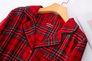 <span class=keywords><strong>Pigiama</strong></span> Estivo 2 Pezzi in Cotone Flanella Tinto in Filo a Quadri Spazzolato con Elastico in Vita per Coppie Donna <span class=keywords><strong>Uomo</strong></span> Natale - Product Image 6