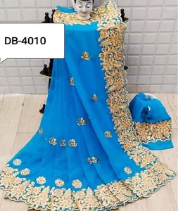 Stile moderno alla moda pesante e bel Design Bollywood seta Saree blusa con stampa digitale lavoro prezzo più basso vestiti indiani