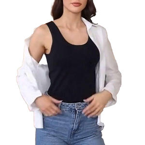 Camiseta sin Mangas Casual para Mujer, Diseño Liso de Color Sólido, Tela Suave al Tacto, Atuendo Moderno de Verano, Ropa para Exportación al por Mayor - Product Image 1