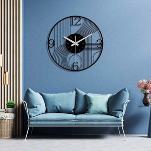 Reloj de pared de metal negro redondo único, diseño moderno y elegante, añade un aspecto sofisticado y elegante a cualquier habitación u oficina - Product Image 5