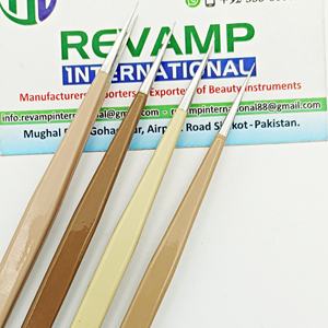 Pince à épiler d'extension de cils en acier inoxydable de marque privée écologique pince à épiler d'isolement droite de couleur crème brune pour cils - Product Image 6