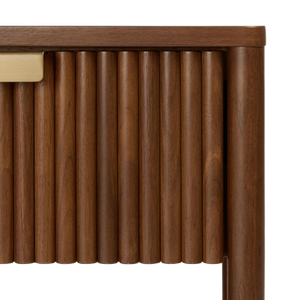 Zurise Solid Mahogany Wood Bedroom <b>Bed</b> Side with One Drawer and Minimalist Modern Design - Product Image 3