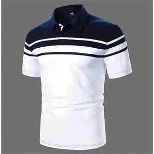 Hommes d'affaires décontracté été à manches courtes pour POLO simple rayures imprimé surdimensionné Jersey mode Streetwear solide vêtements - Product Image 2