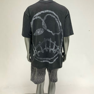 Haute qualité 100% coton lavé à l'acide couleur bloc imprimé T-shirt surdimensionné rétro Vintage à manches longues T-Shirt coupe ample pour hommes - Product Image 3