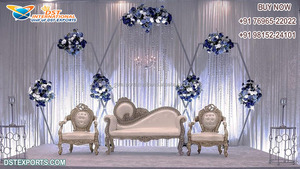 Sofá de boda de estilo italiano para pareja, conjunto de sofá de boda blanco plateado de diseñador, sofá de boda de aspecto moderno para novia y novio - Product Image 2