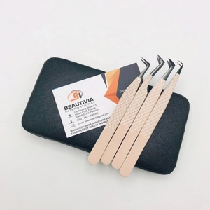 Pince à cils professionnelle en acier inoxydable solide outils d'extension de cils enduits de poudre nue forte adhérence caractéristiques pointues - Product Image 4