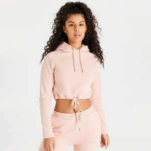 Nuevo estilo, ropa informal, sudaderas para mujer, mangas extragrandes completas, Sudadera con capucha corta con cordón a juego para mujer - Product Image 6