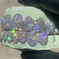 Grillz de luxe en diamant VVS, bijoux de corps plaqués or/argent, en argent sterling, or jaune, blanc et rose 18 carats, pour mariage et fiançailles