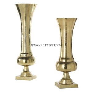 Pure Brass Material Set of 2 Classic Designer Table Ware Flower <b>Trumpets</b> for Flower Decoration Modern Hotel <b>Trumpets</b> From Indian - Product Image 6