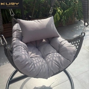 Sedia a dondolo in rattan per esterni, amaca sospesa a forma di uovo per patio, balcone e giardino - Product Image 5