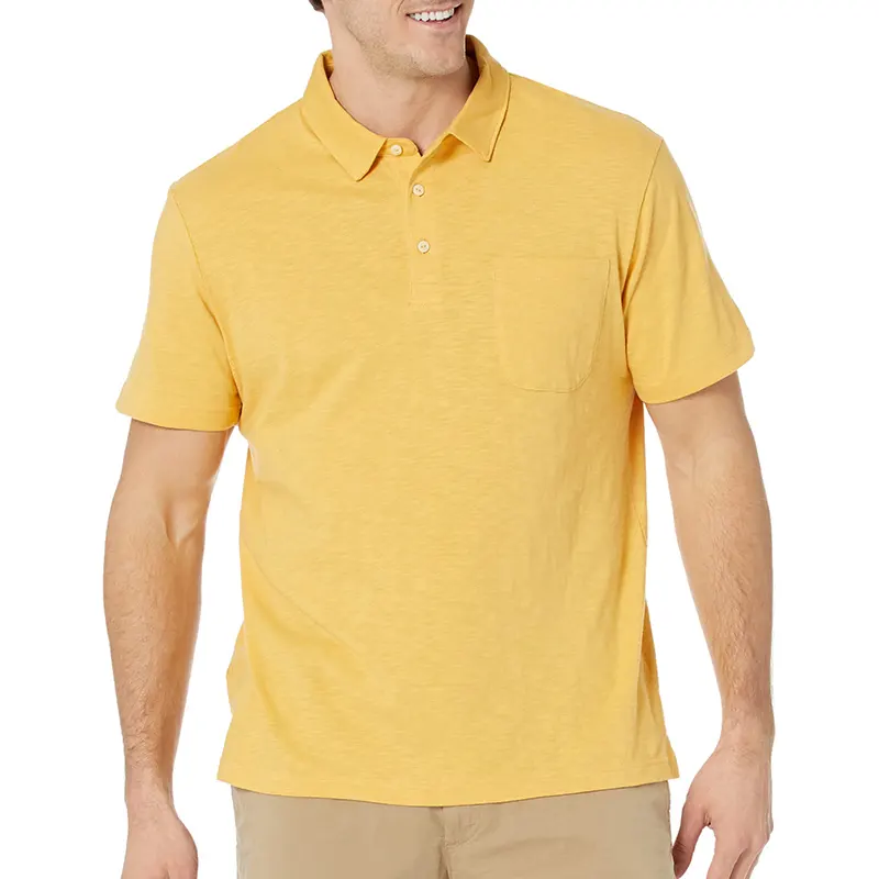 เสื้อยืดโปโลผู้ชายสีเหลืองผลิตในปากีสถานขายดีที่สุดบริการ OEM พร้อมส่งในสต็อก