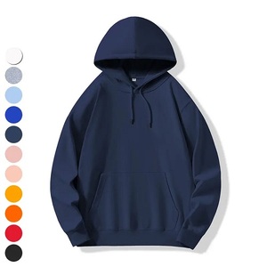 Sudadera con capucha de algodón para hombre, sudadera básica ajustada OEM con logotipo bordado personalizado, bolsillo de canguro y Capucha ajustable - Product Image 3
