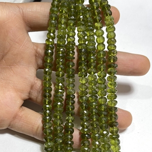 Cuentas Rondelle facetadas de vesuvianita verde Natural rara al por mayor, taladro central de 6,75-7,5 MM, joyería de piedras preciosas de hebra larga de 7 pulgadas - Product Image 2