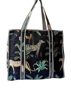 Sac fourre-tout matelassé en coton 100% fait main ATITHI ART avec fermeture éclair et bandoulière - Réutilisable et écologique - Product Image 3