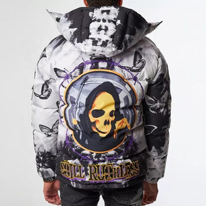 Chaqueta acolchada de invierno personalizable unisex con capucha de cuello alto con estampado de sublimación 3D acolchado con cierre de cremallera ligero - Product Image 2