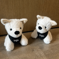 Boneka Anjing Munro Scottie Junior Khusus, Super Lembut, Pereda Stres, dengan Kantong Debu Biru Bordir Logo MUN6JSD
