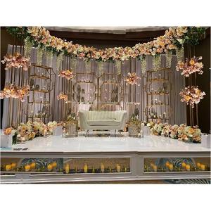 เชิงเทียนสำหรับงานแต่งงานที่มีสไตล์เชิงเทียนพร้อมที่วางเทียนโลหะสำหรับตกแต่งเวทีงานแต่งงานเชิงเทียนโลหะที่กำลังมาแรง - Product Image 1