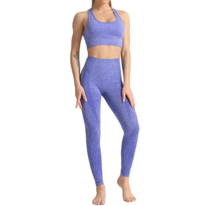 Último diseño transpirable bajo MOQ conjuntos de Yoga mujer por encargo buena calidad precio barato conjunto de Yoga para la venta en línea personalizado - Product Image 1