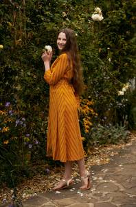 Vestido Bohemio Gauri, Algodón Puro, Tejido a Mano, Ikat, Cintura Ajustable - Product Image 2