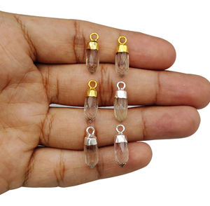 Pendentif Rutile doré 5x13mm en argent sterling fait à la main pierre précieuse breloque minuscule pendentif pour la fabrication de bijoux - Product Image 1