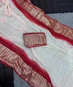 Saree en coton prêt à porter pour mariage indien - Product Image 5