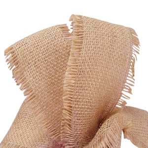 Natural Fine Burlap <b>Ribbon</b> Eco-Friendly Jute Grosgrain Solid and Floral Style for Birthday and Halloween Decorations and Gifts - Product Image 3