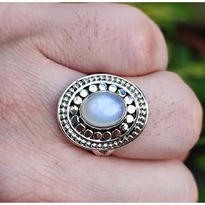 Handmade Boho <b>Statement</b> Women's <b>Ring</b> Natural Moonstone Oval 925 Sterling <b>Silver</b> Perfect Gift for Birthday or Anniversary - Product Image 3