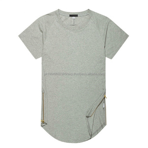 T-shirt avec fermeture éclair latérale tee shirt blanc hip hop t-shirts vierge 100% coton chemise homme vente en gros - Product Image 4